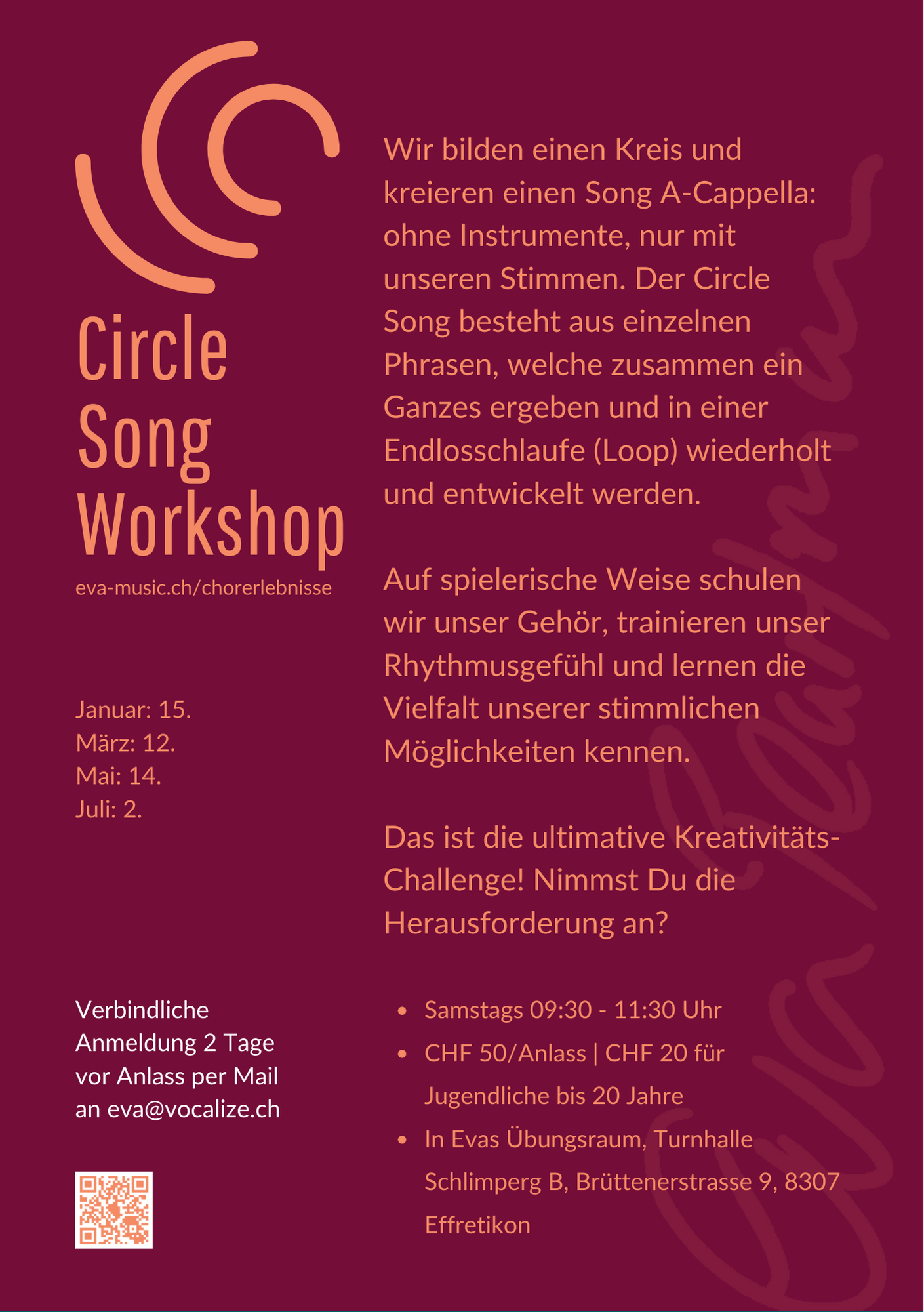 Circle Song Workshop Flyer 1. Halbjahr 2022