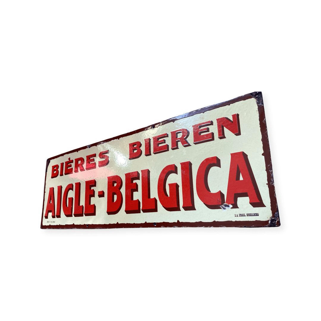 Altes Emailschild / Plaque Emailée Aigle-Belgica 1930