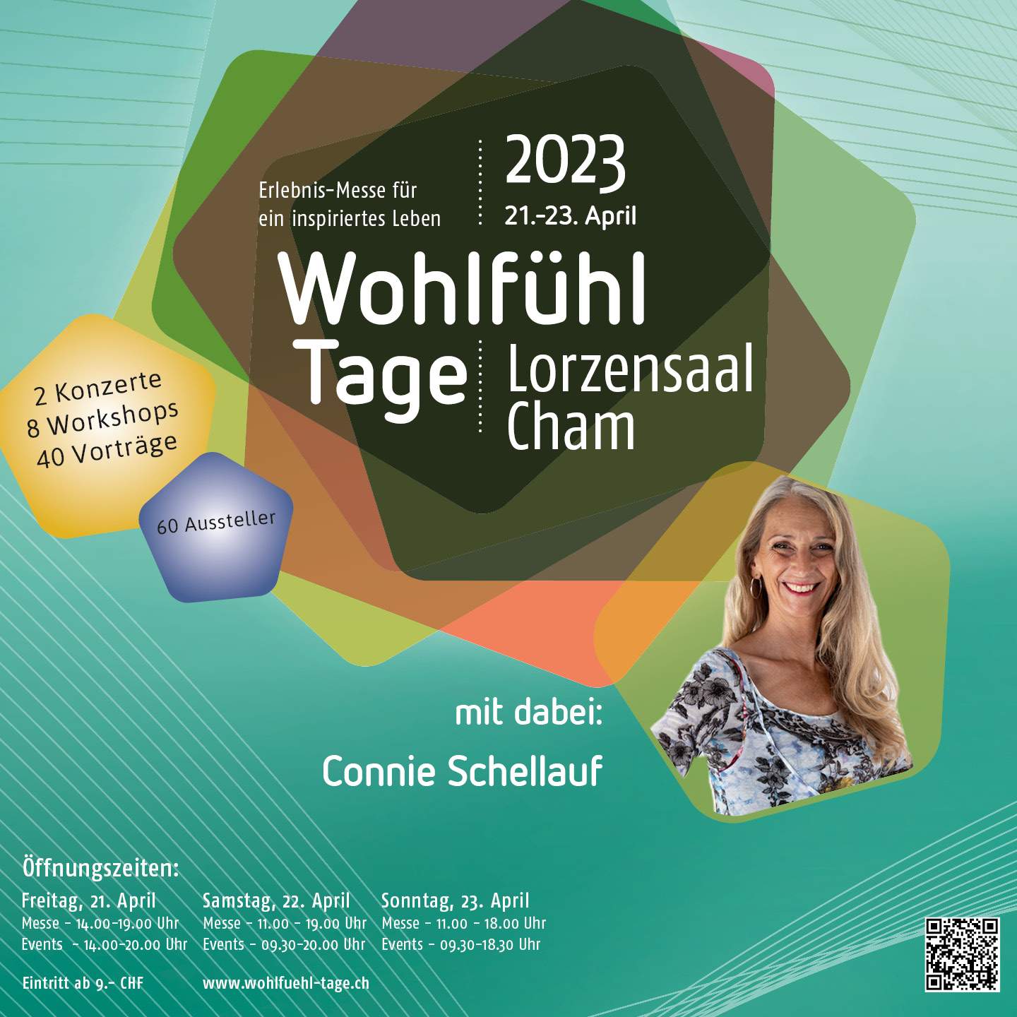wohlfuehl-tage.ch/2023-cham Messe Cham Lorzensaal 21.-23.04.2023 Kreativ Atelier Connie Schellauf.ch