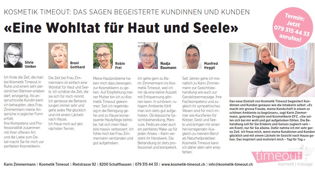 PR Bericht in den "Schaffhauser Nachrichten" vom 13.11.2019