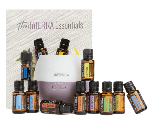 Bild vom dōTERRA Essentials-Kit: 10 verschiedene ätherische Öle und ein Diffusor sind darin enthalten.
