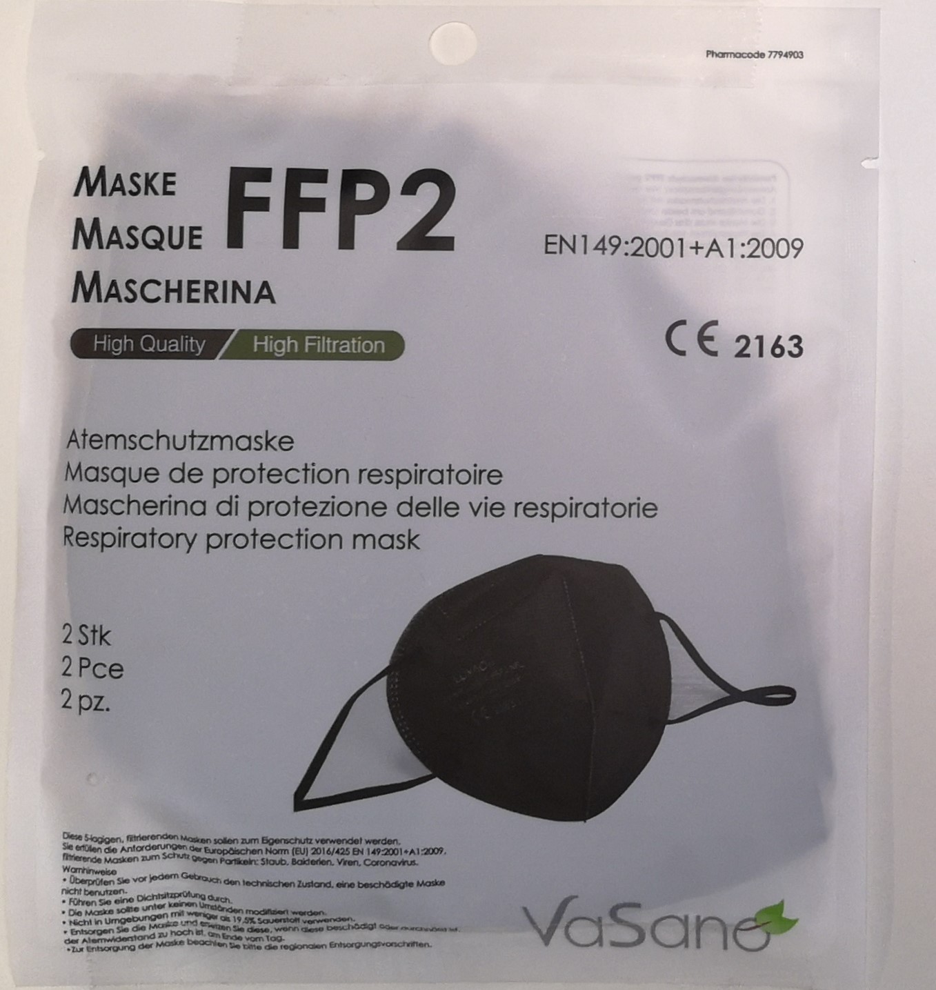 VaSano FFP2 Maske schwarz