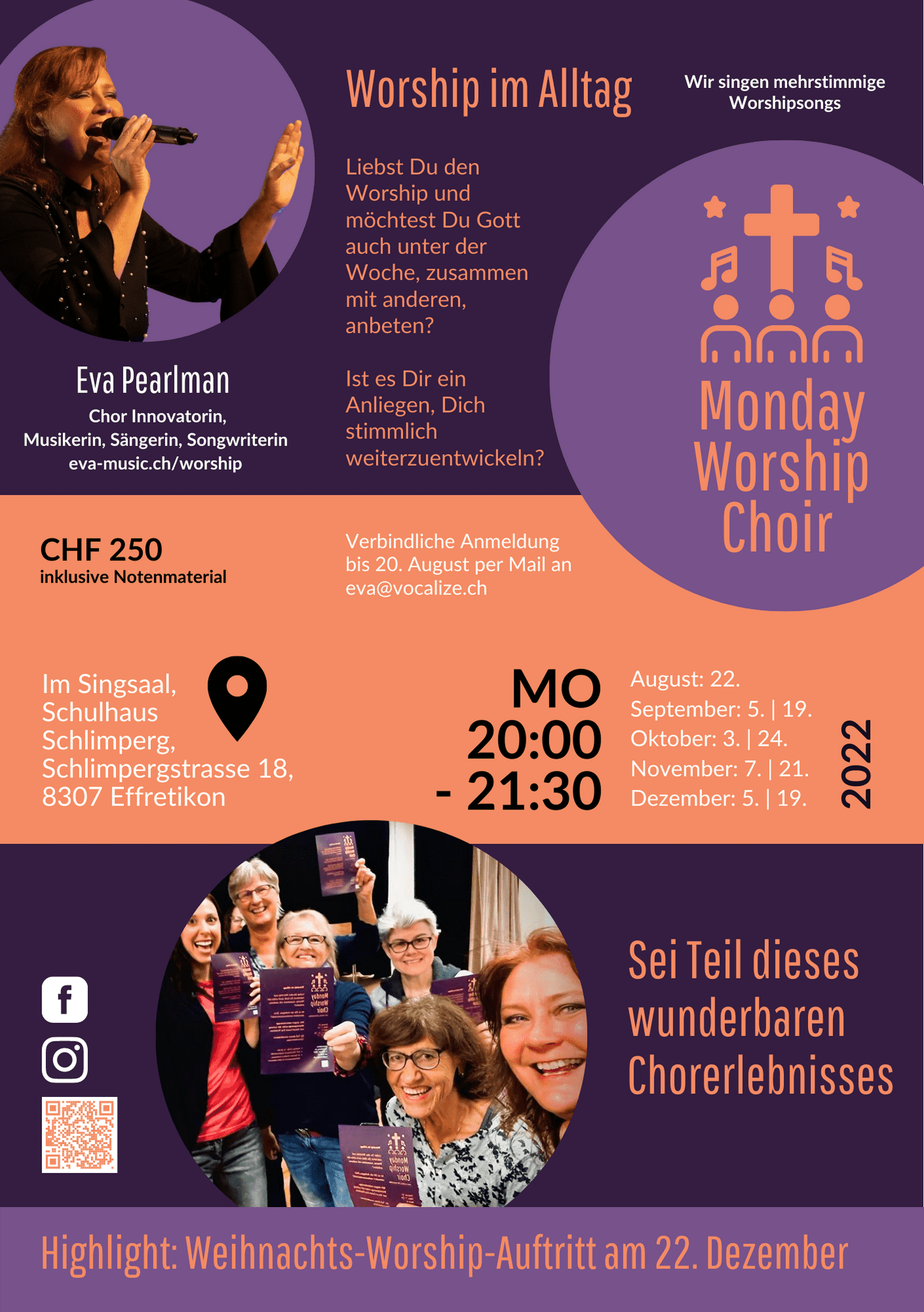 Monday Worship Choir Flyer 2. Halbjahr 2022