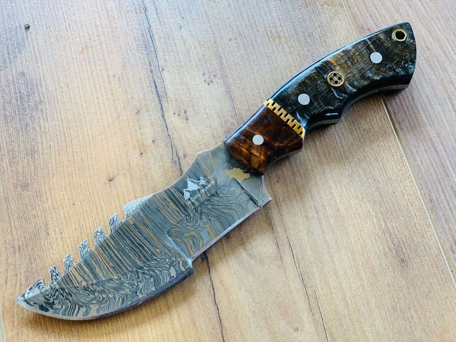 Damast Messer feststehend 22cm hürlimann No. 04