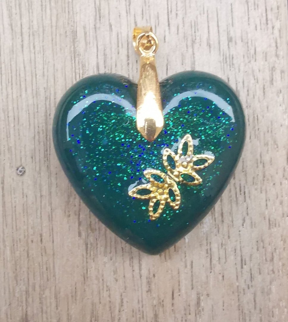 1750 - Green Glitter Art Heart