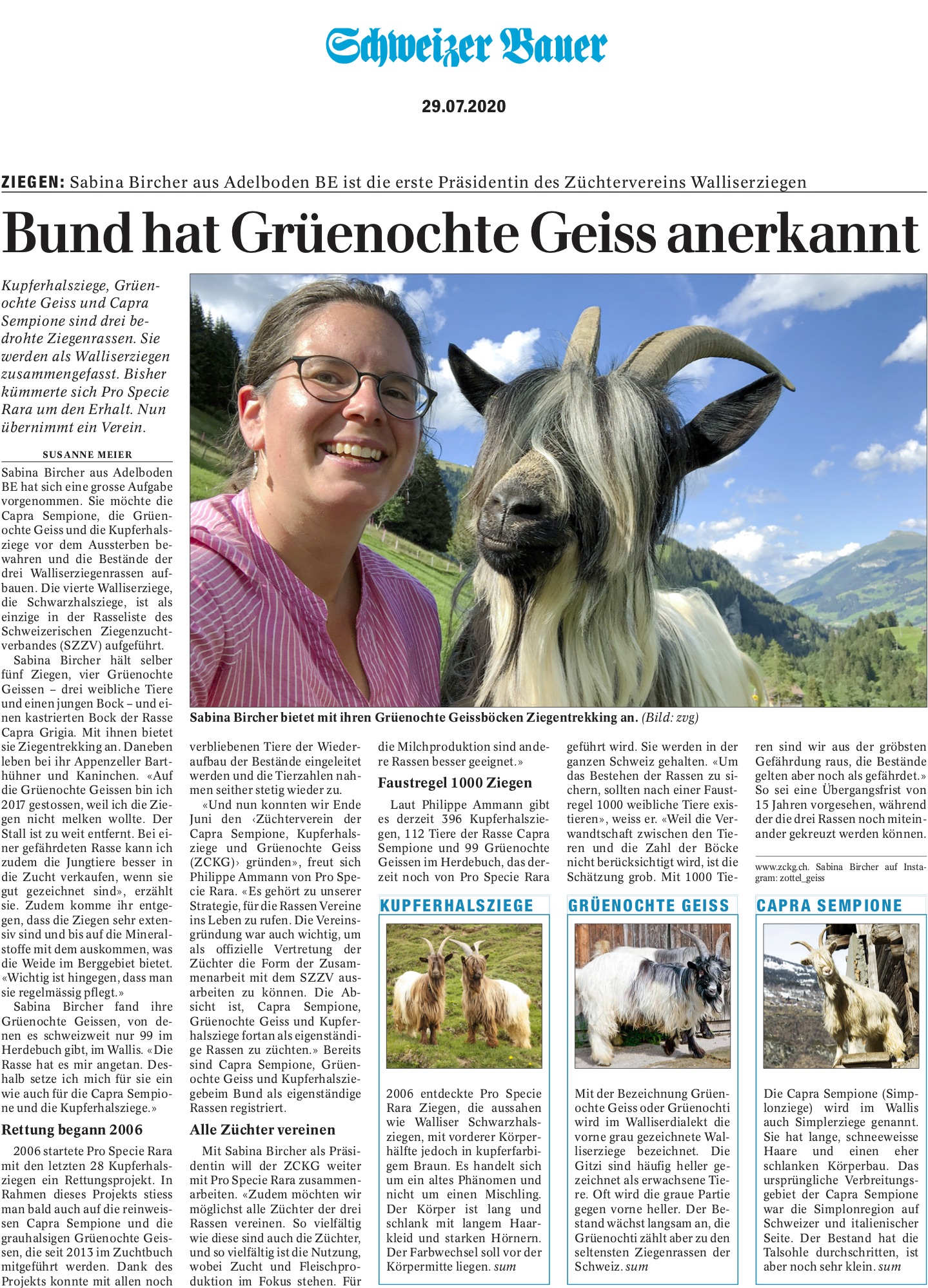 Schweizer Bauer - Bund hat Grenochte Geiss anerkannt_29072020jpg