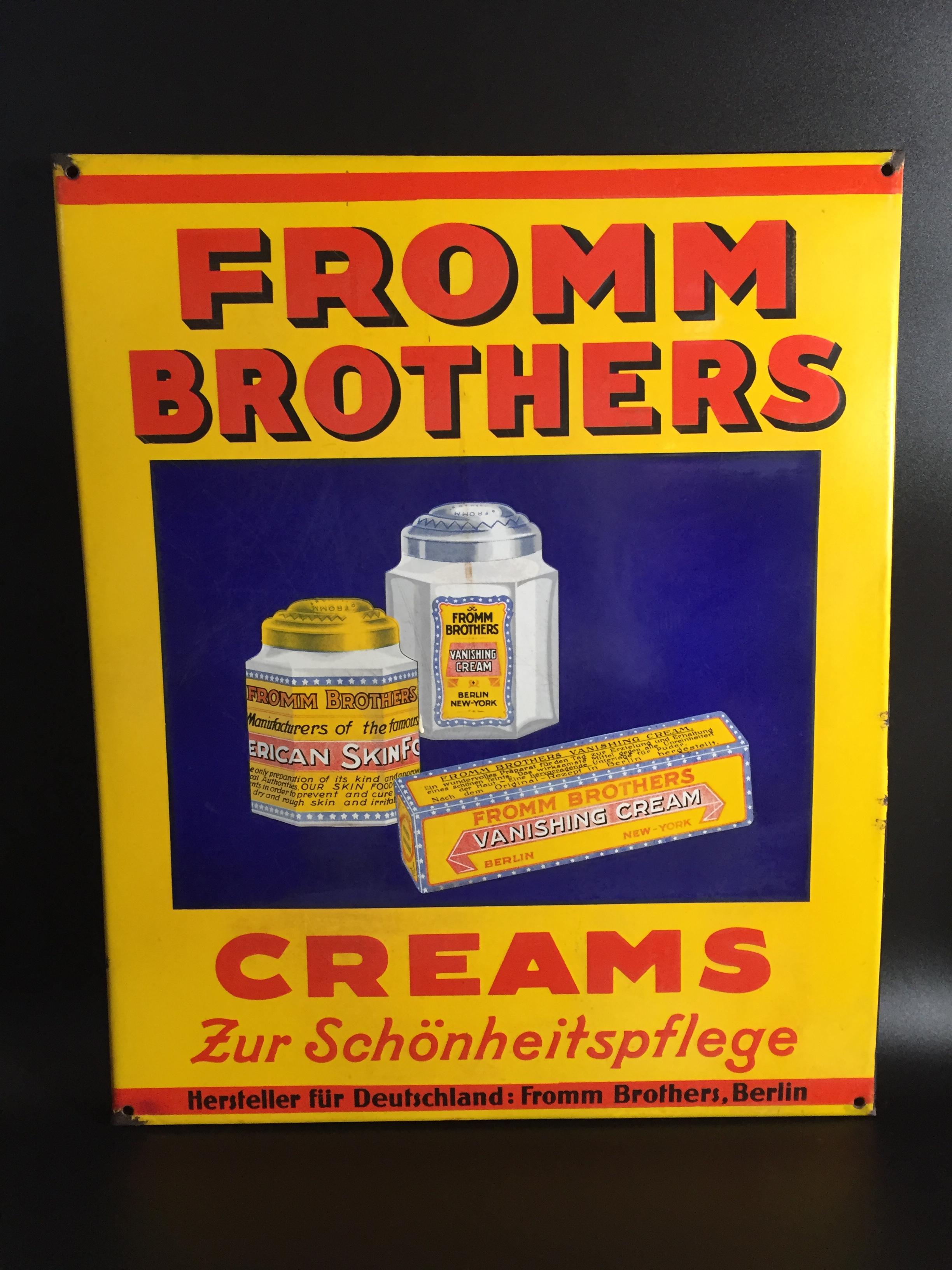 Altes Emailschild Fromm Brothers Berlin um 1940