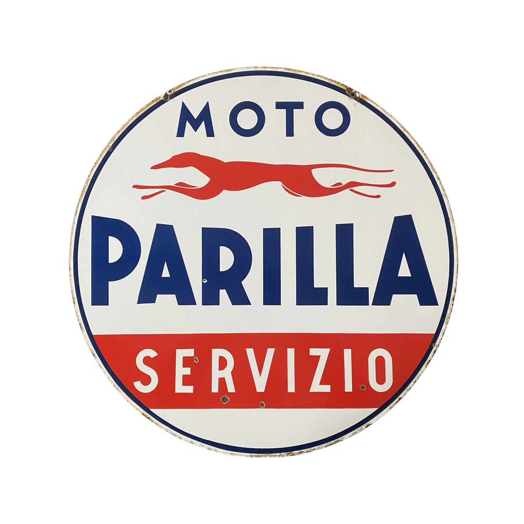 Parilla Moto, altes Emailschild Italien um 1950