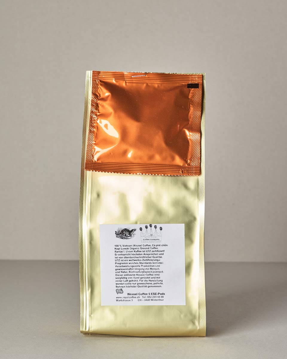 Kopi Luwak / Weasel Coffee, 100% Vietnam Single Origin, 5 ESE Kaffee-Pads,