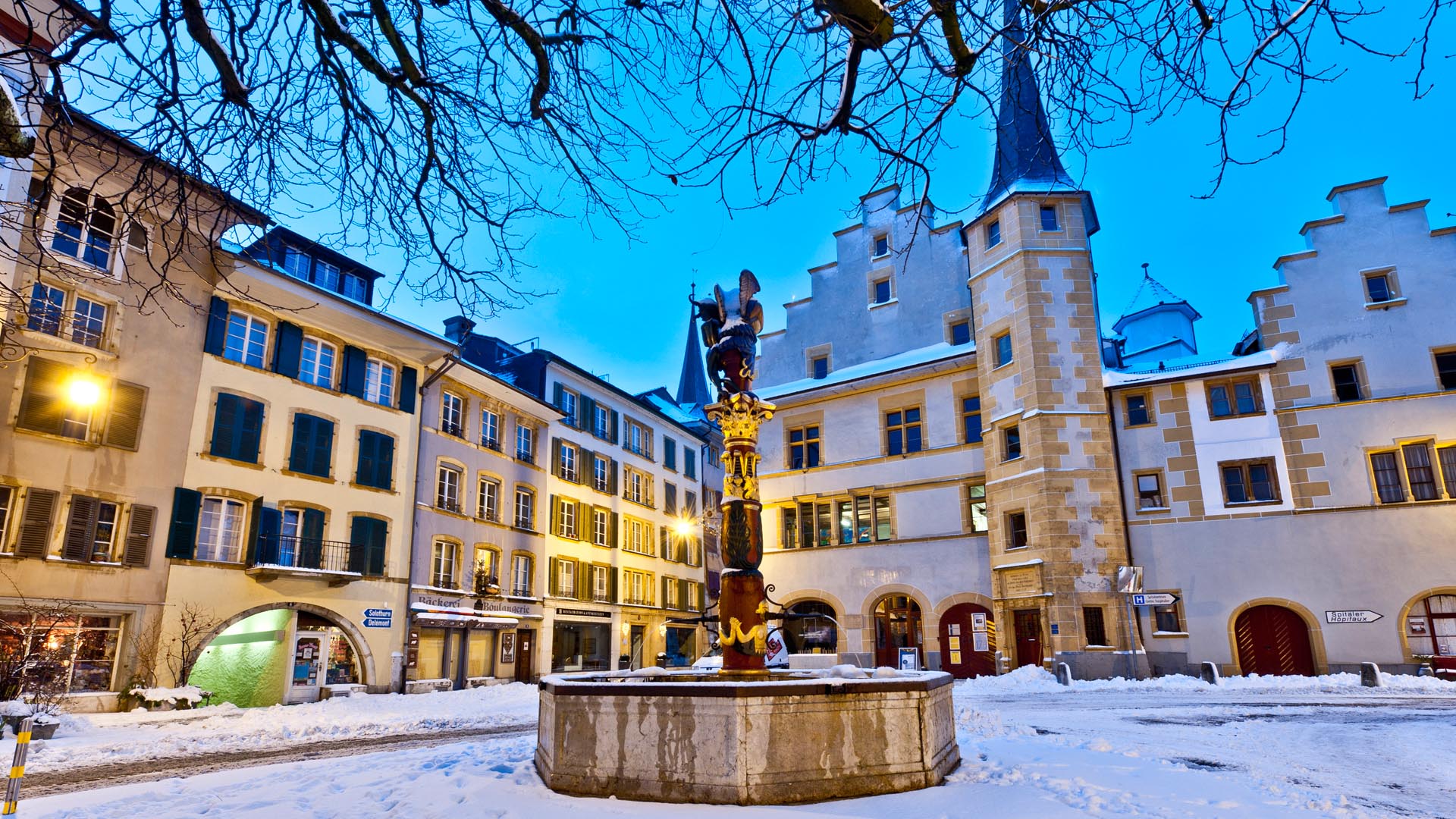 Altstadt von Biel/Bienne im Winter