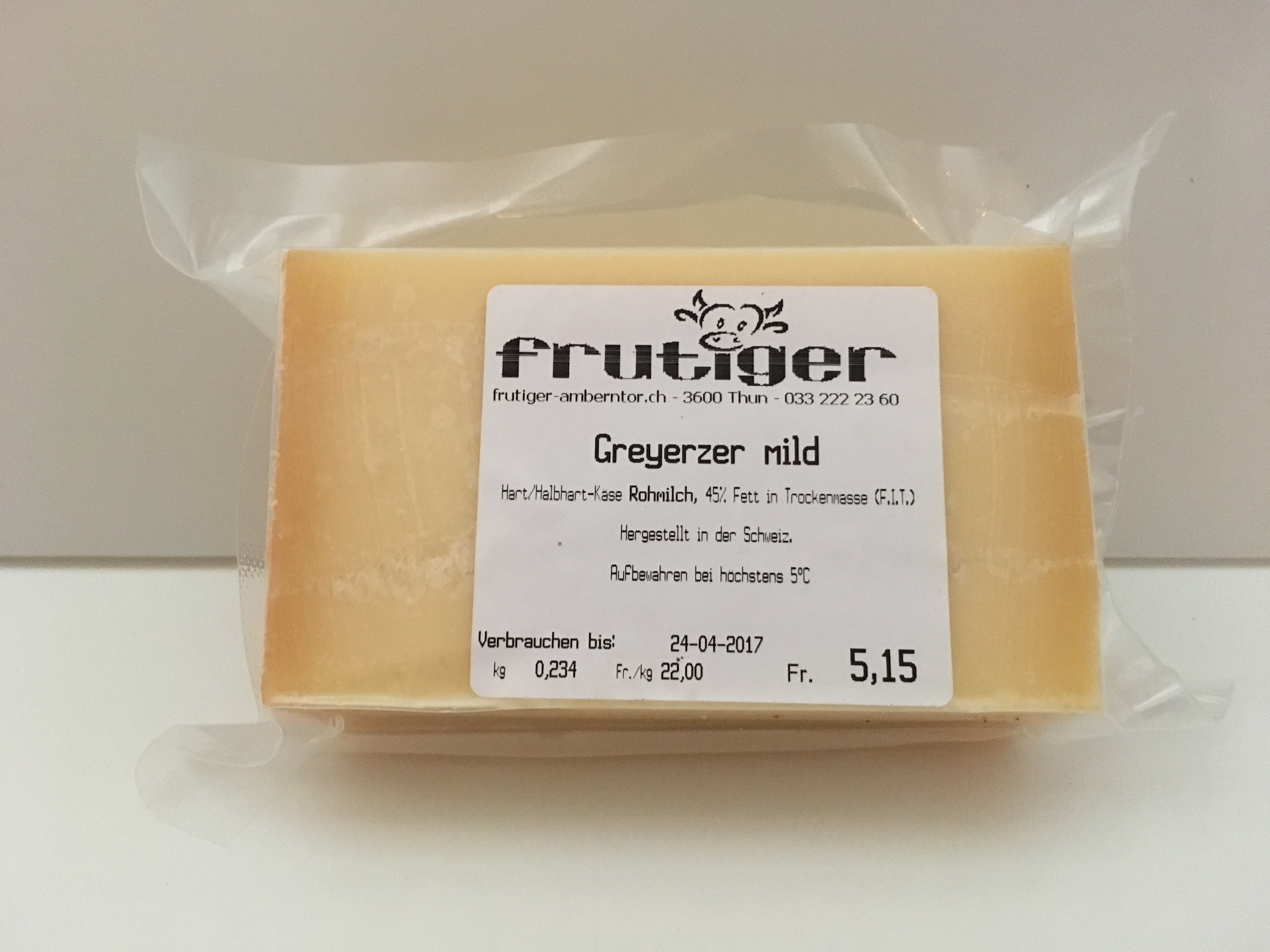 Käse: Greyerzer mild ca. 200gr