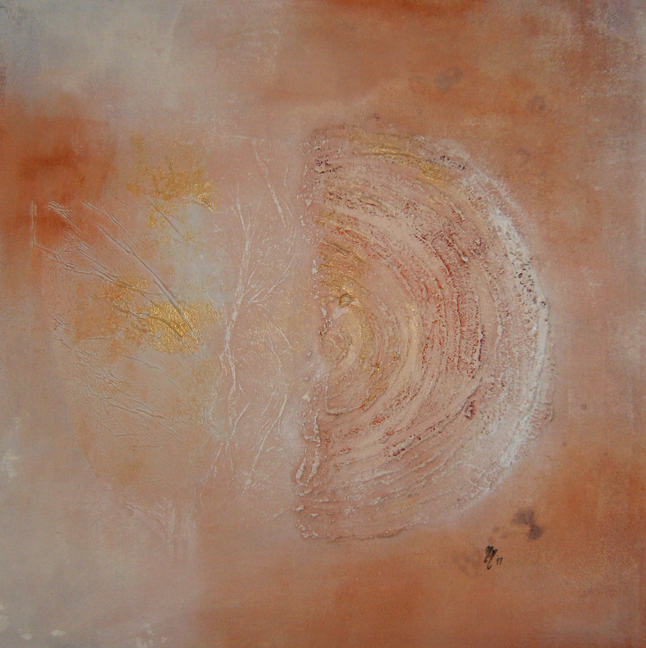abstrakt, acryl, papier, sand, 40 x 40 cm