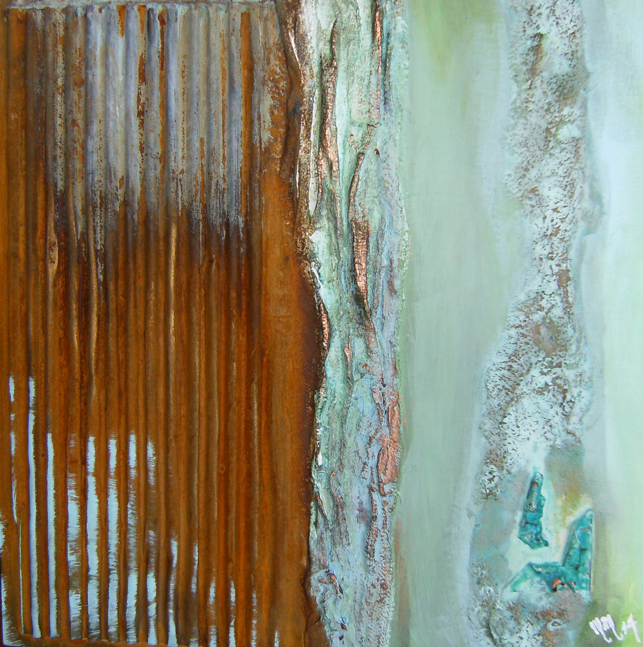 abstrakt, acryl, sand, gips, karton, metall, 30 x 30 cm